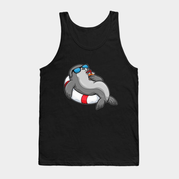 Seal with Swim ring and Drink Tank Top by Markus Schnabel